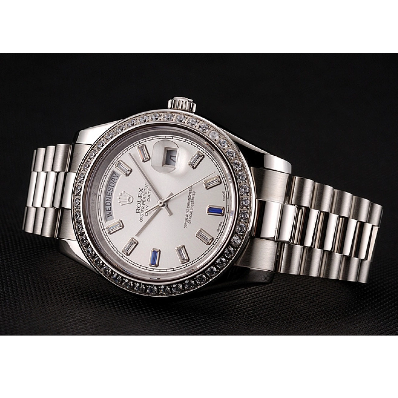 Best AAA Replica Sites Bezel Diamonds Rolex Steel Staineless 1454109 Bracelet Swiss Day-Date 0802